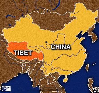 Mapa de situación del Tíbet